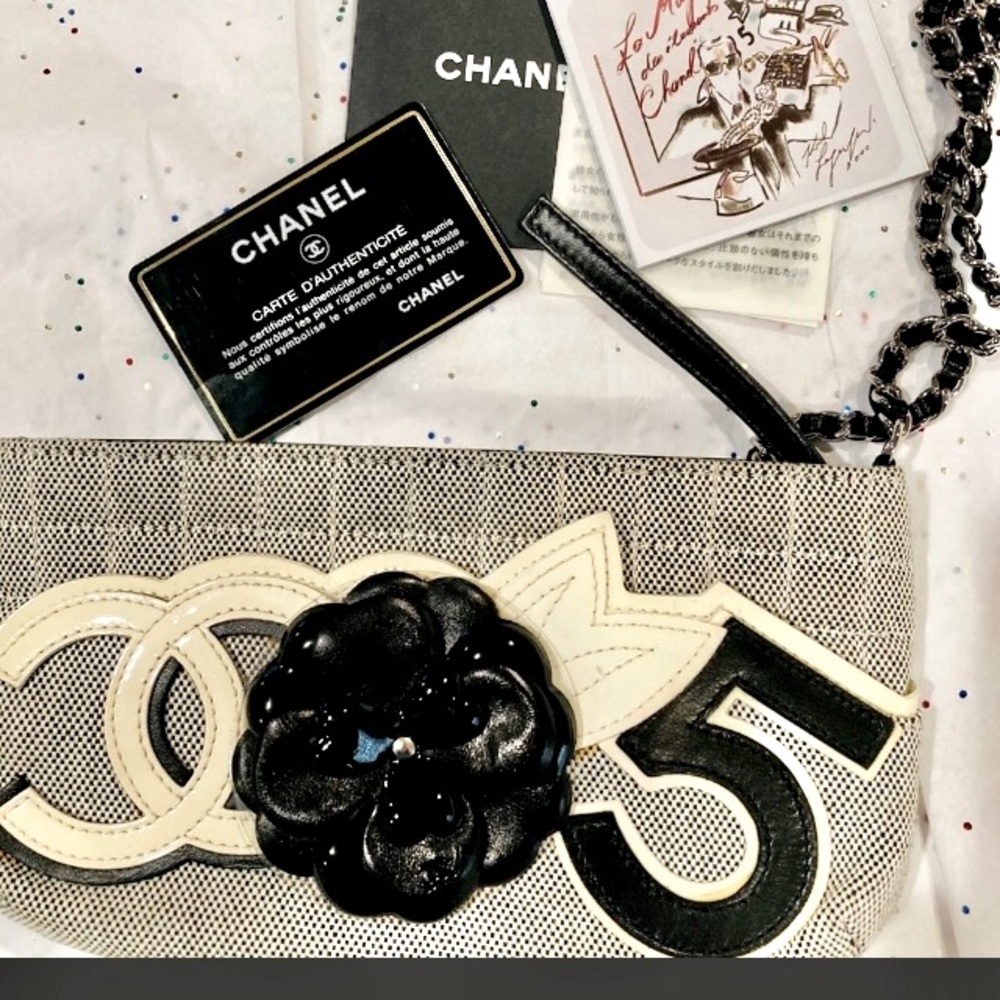 CHANEL No.5 Camellia Canvas Pochette Bag